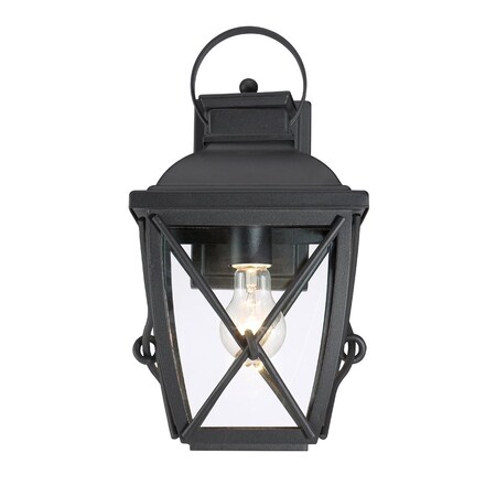 Designers Fountain Belmont 15.25in Black 1-Light Outdoor Line Voltage Wall Sconce, Bulb Not Included 34831-BK
